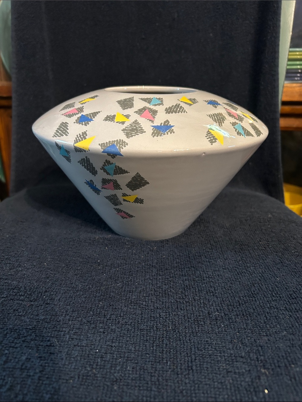 Baldelli Vintage Postmodern ‘80s Geometric Ceramic Vase Made in Italy